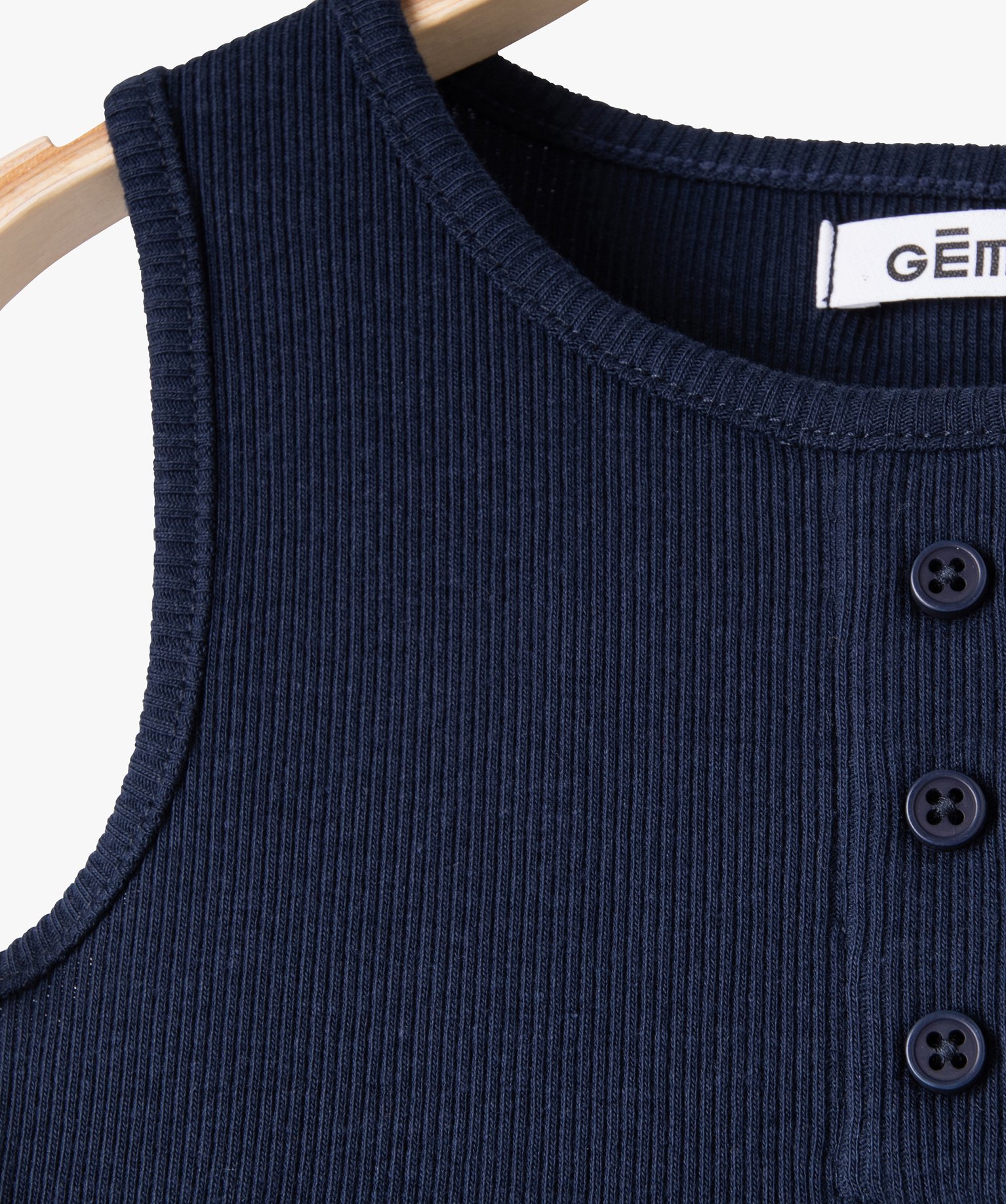 Débardeur bébé fille en maille ctelée bleu fonce | GEMO