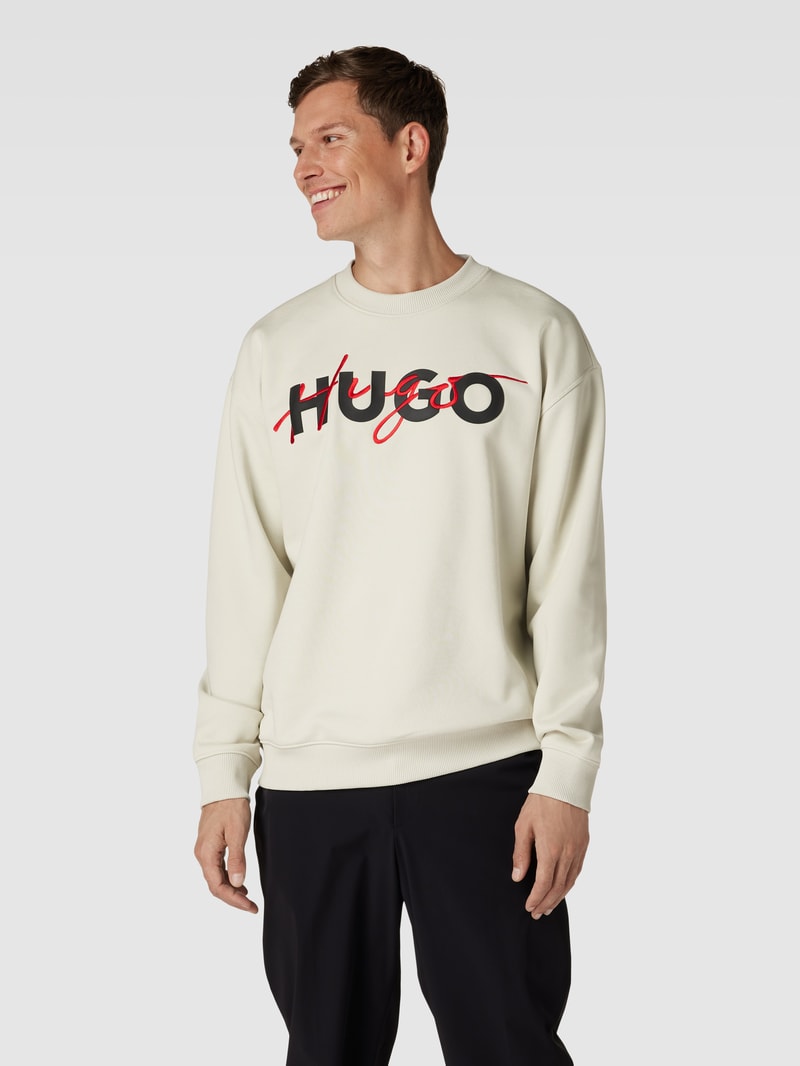 Sweatshirt mit Label-Stitching Modell 'Droyko' in offwhite