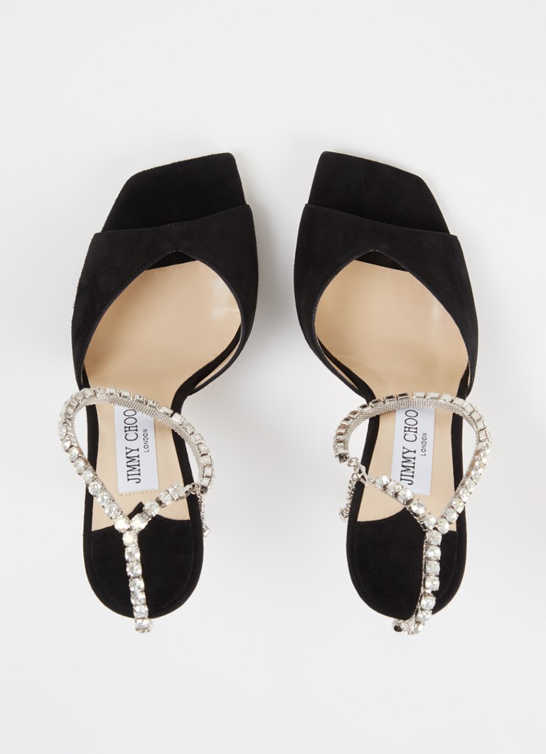Sandales Jimmy Choo SAEDA 100 % daim avec cristaux