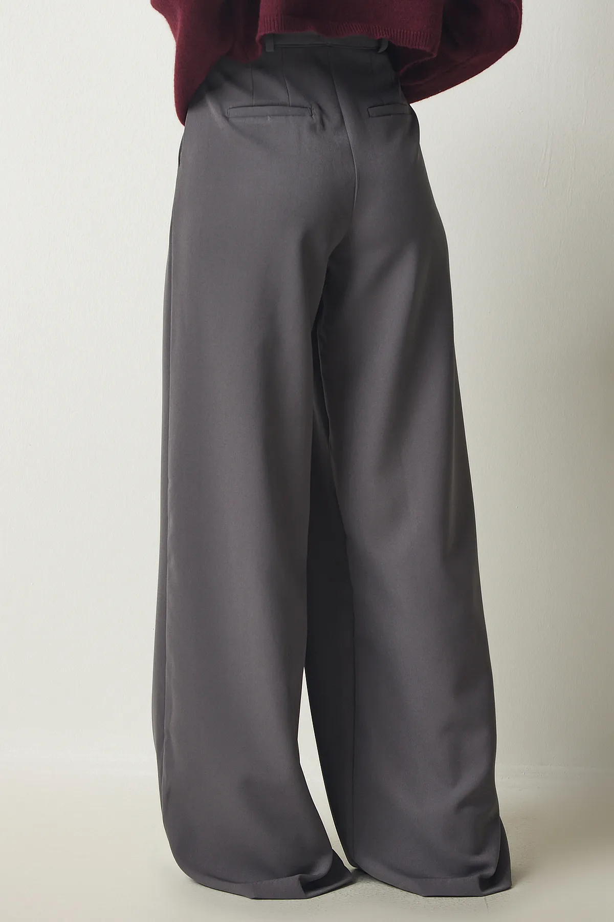 Happiness İstanbul  Graue plissierte Palazzo-Webhose für Damen FN03139