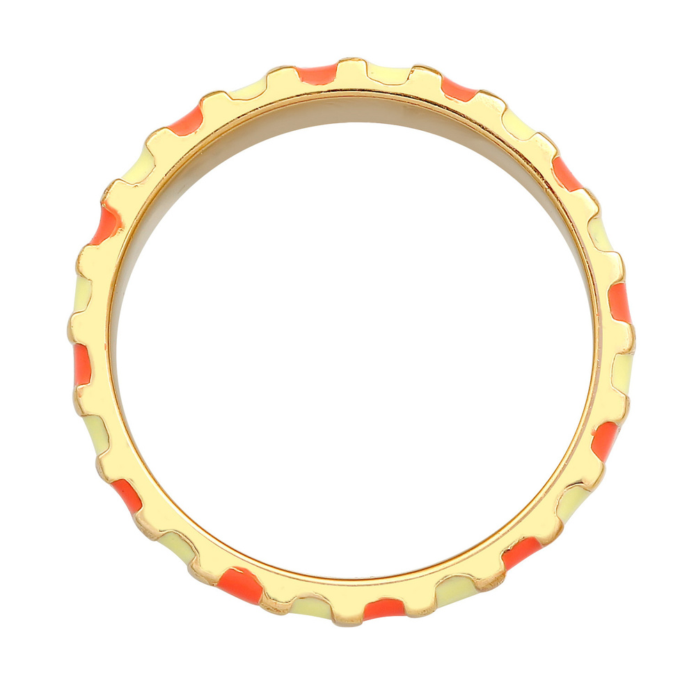 Elli Elli Bague Femmes Bande Rainures avec Émail Jaune et Orange en Argent Sterling 92 Bague