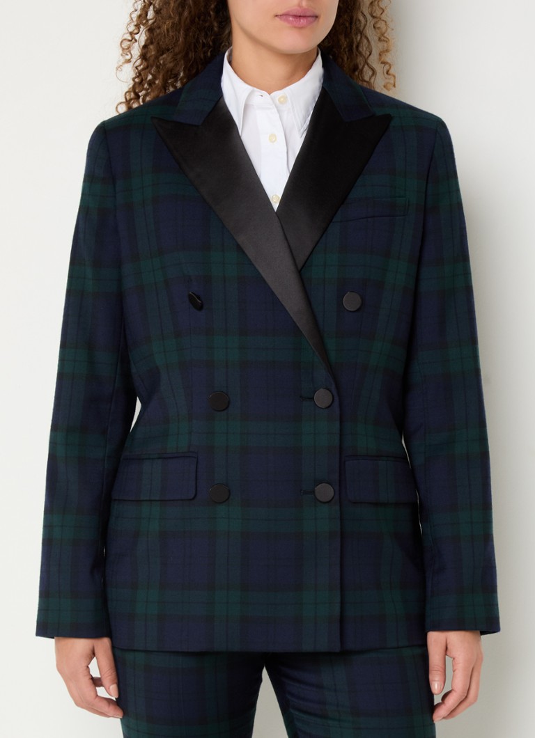 Ralph Lauren double-breasted blazer with check pattern and flap pockets