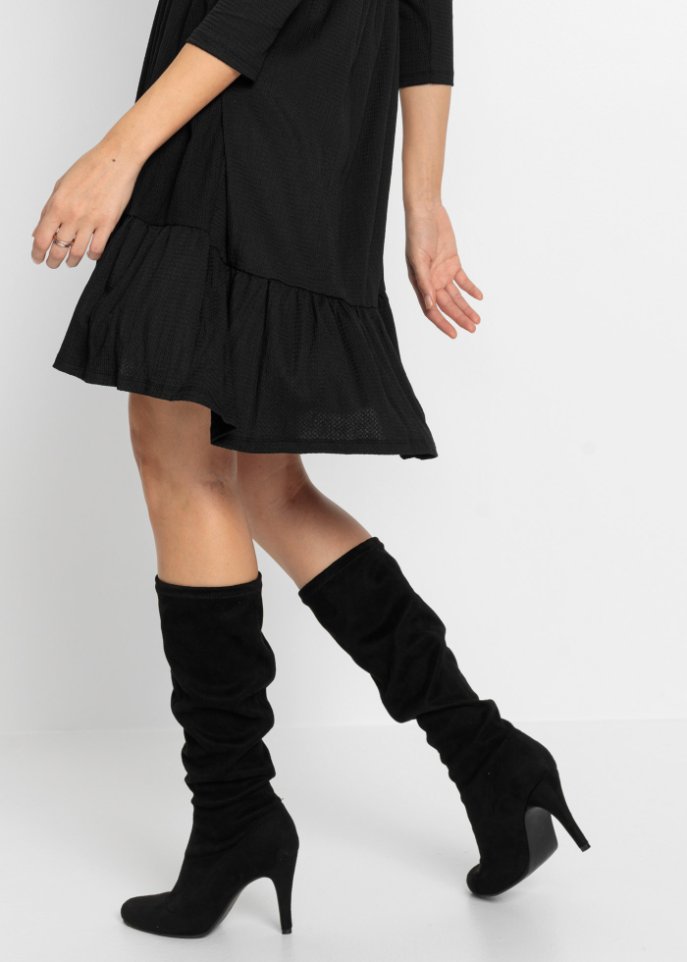 Crepe-Jerseykleid mit Volants