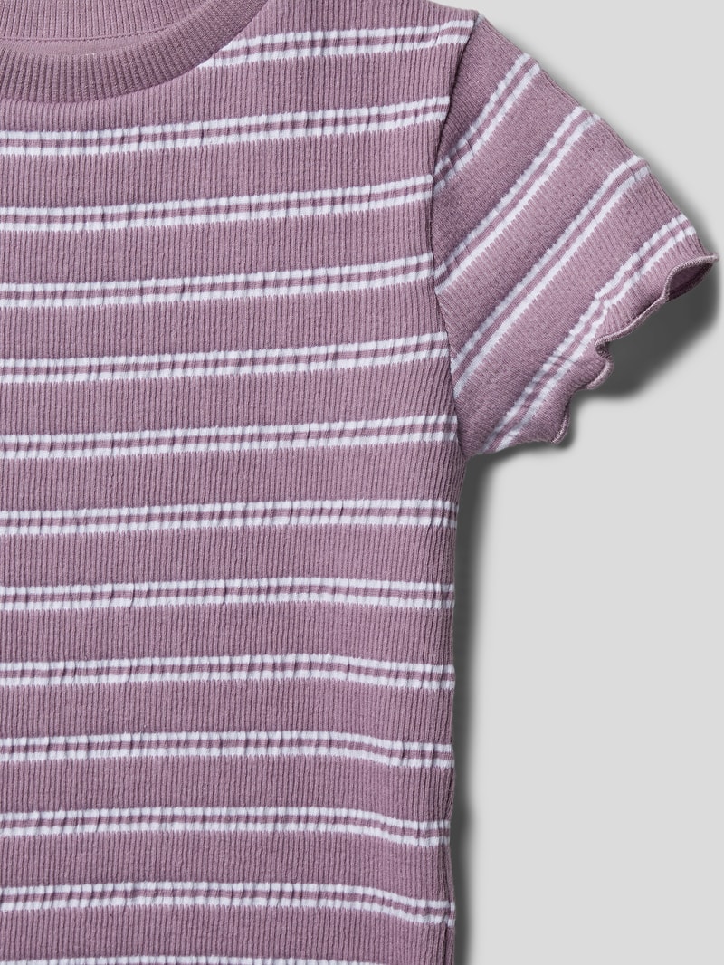 T-Shirt mit Streifenmuster Modell 'MARGIN' in flieder