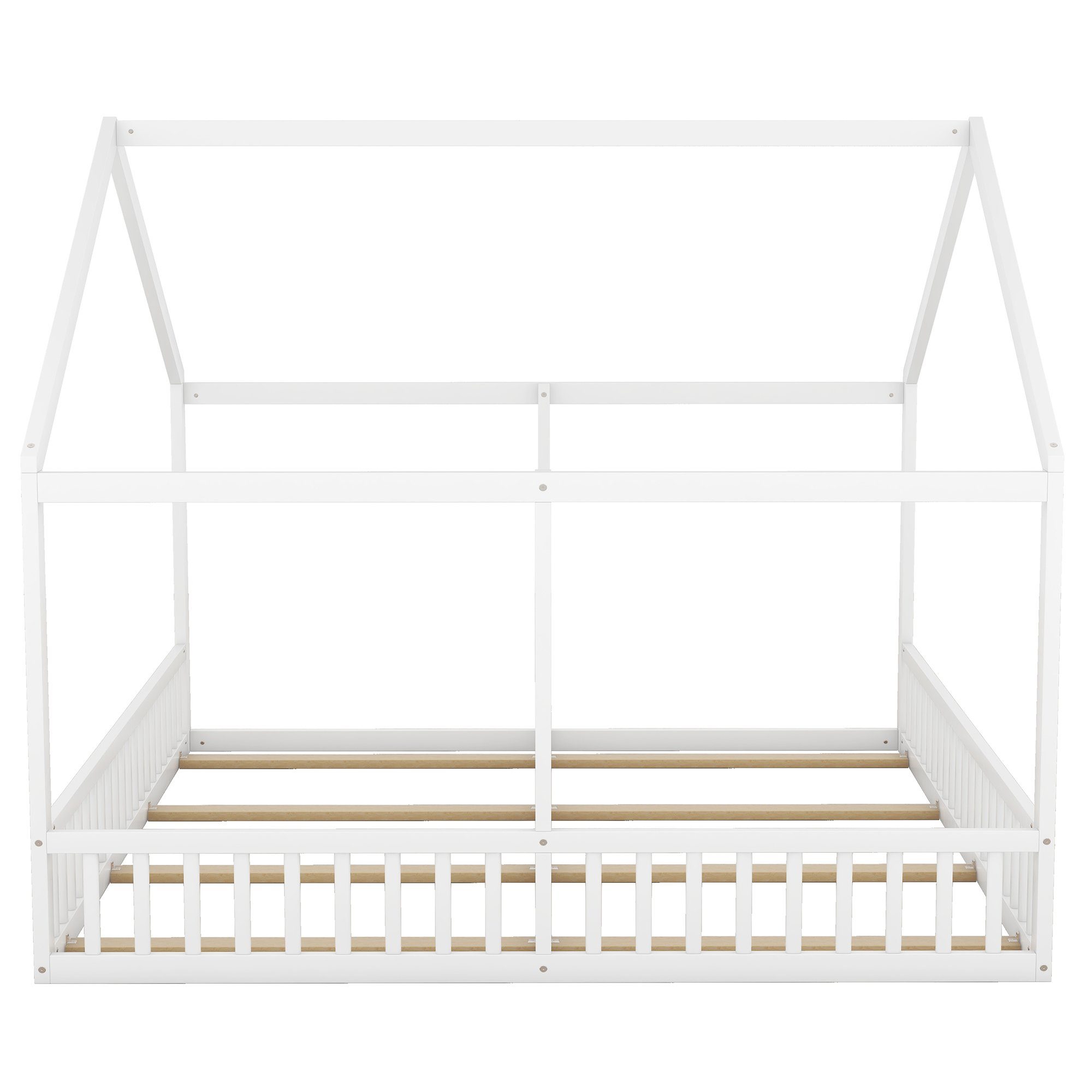 WISHDOR Kinderbett Funktionsbett Holzbett Einzelbetten, 2-in-1-Betten (flache Betten, Hausmodelle, 2-in-1-Betten), ohne Matratze