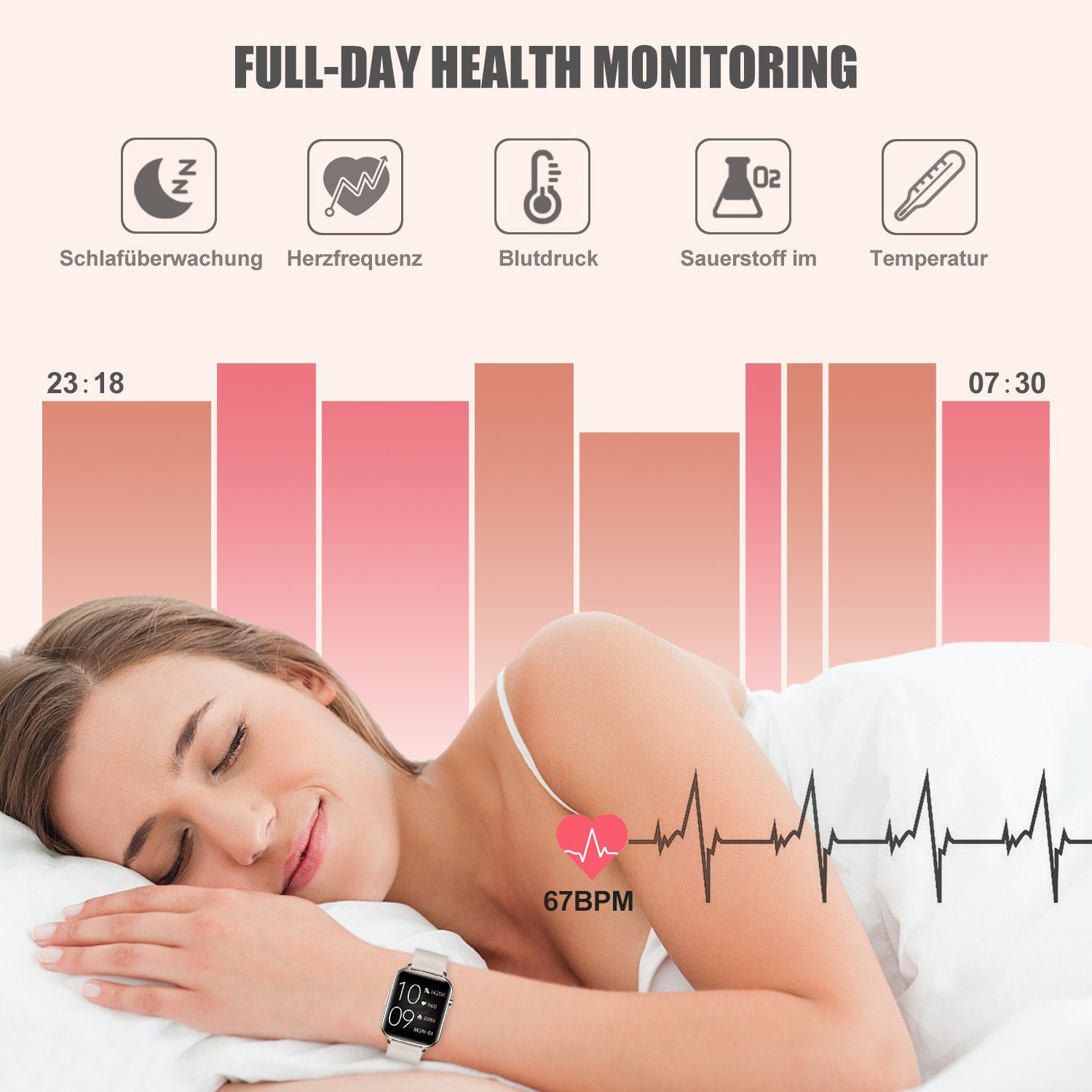 Mutoy Smartwatch, Smartwatch Damen mit Telefonfunktion Uhren Herren Smartwatch (1,81