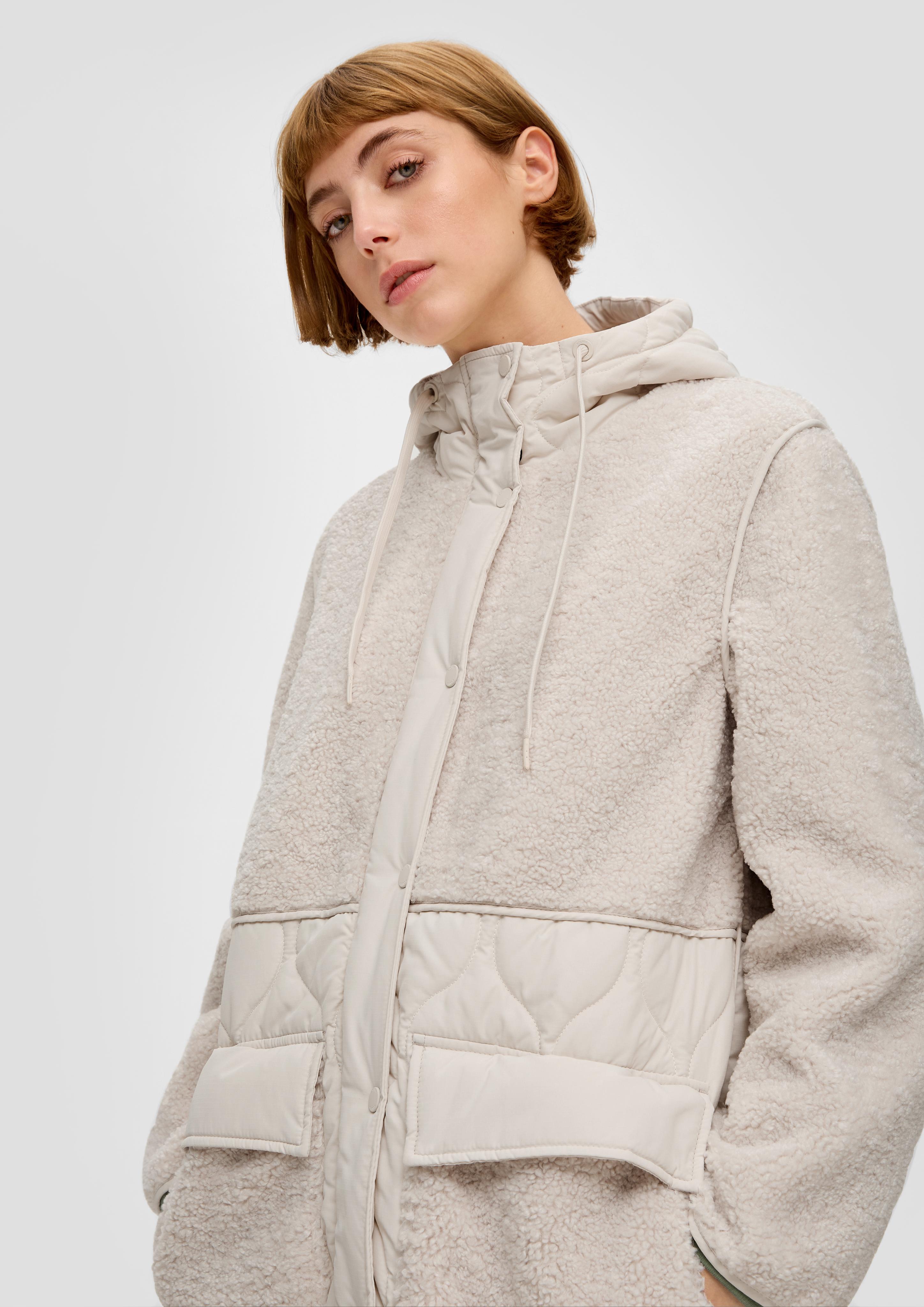 Jacke im Fabricmix mit Teddy-Plüsch  2134805-8009