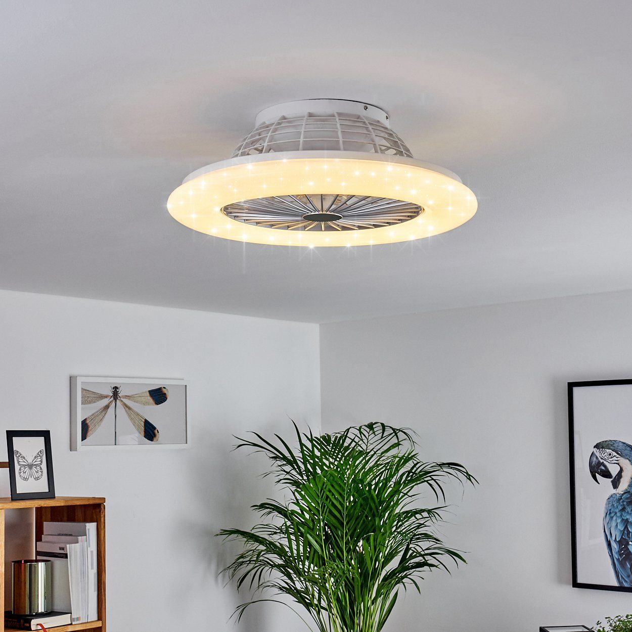 hofstein Deckenventilator Concas LED Deckenventilator, Kunststoff, Titanfarben/Weiß