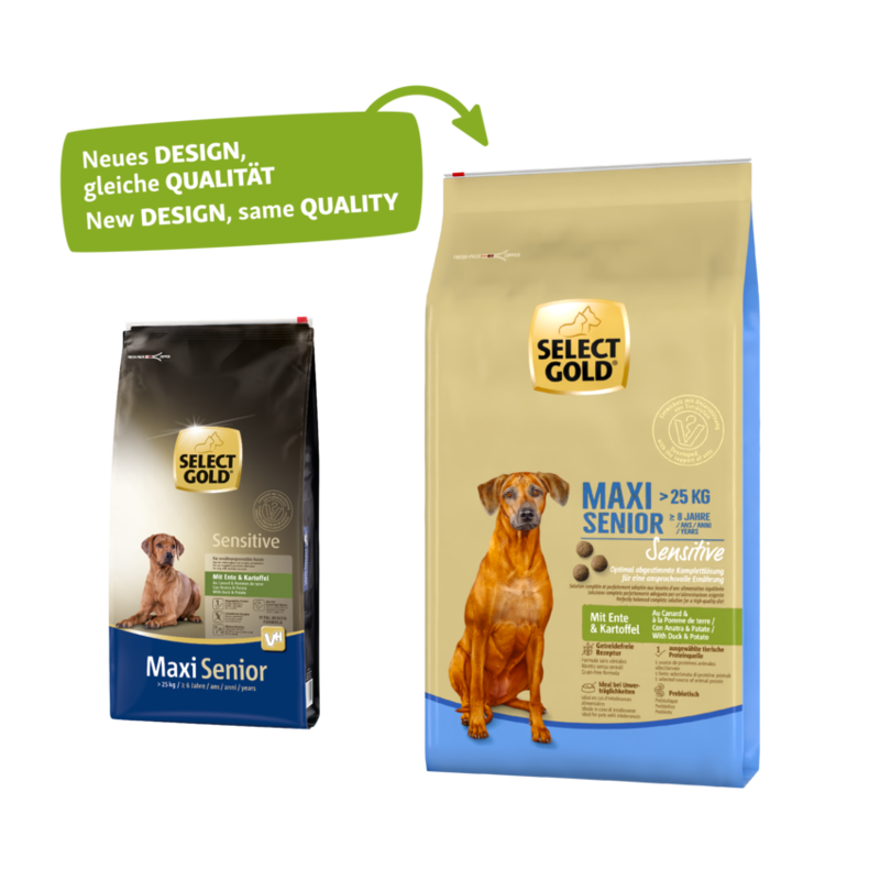 SELECT GOLD Hundetrockenfutter SELECT GOLD Sensitive Senior Maxi Ente & Kartoffel 12 kg
