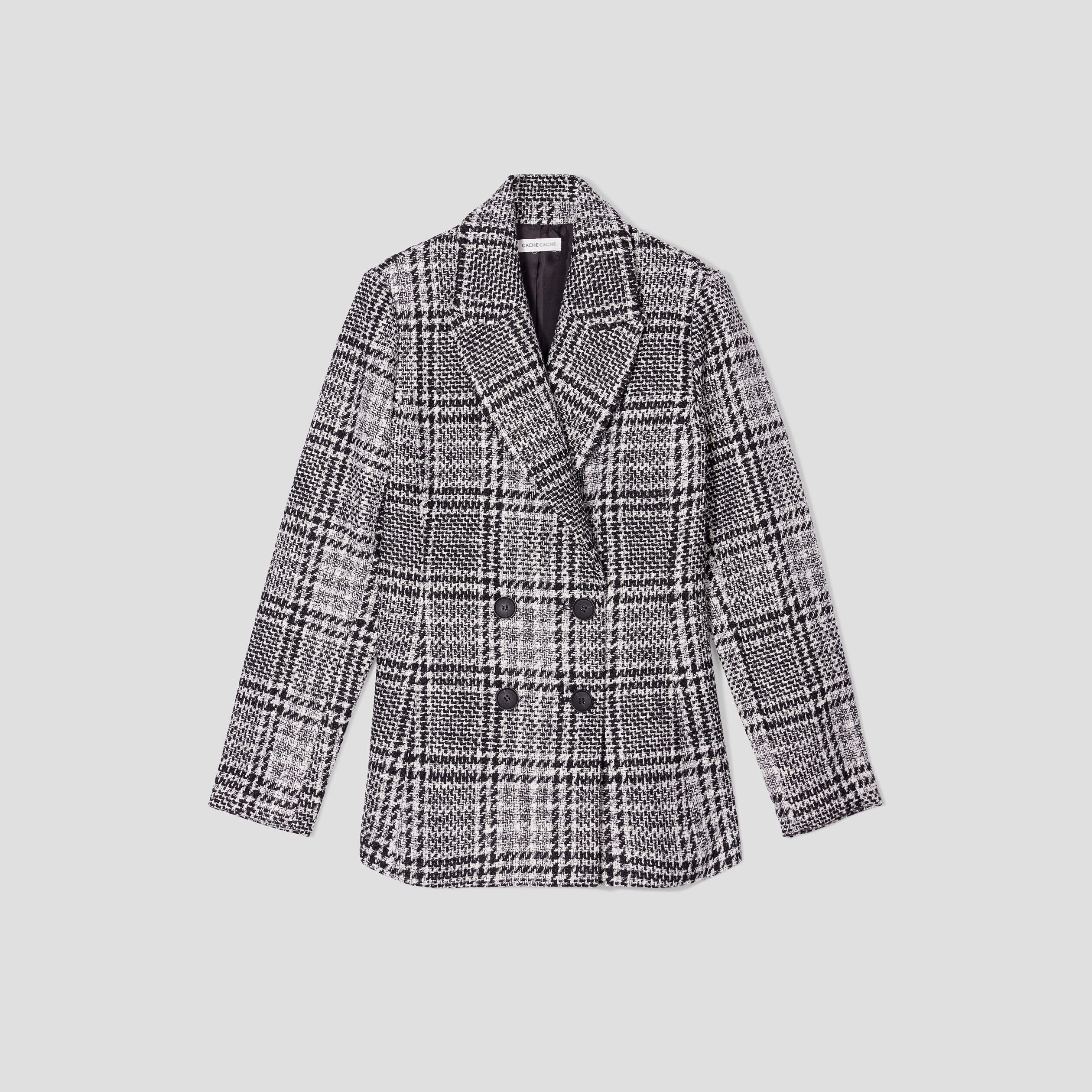 Veste blazer double boutonnage noir femme | Cache Cache