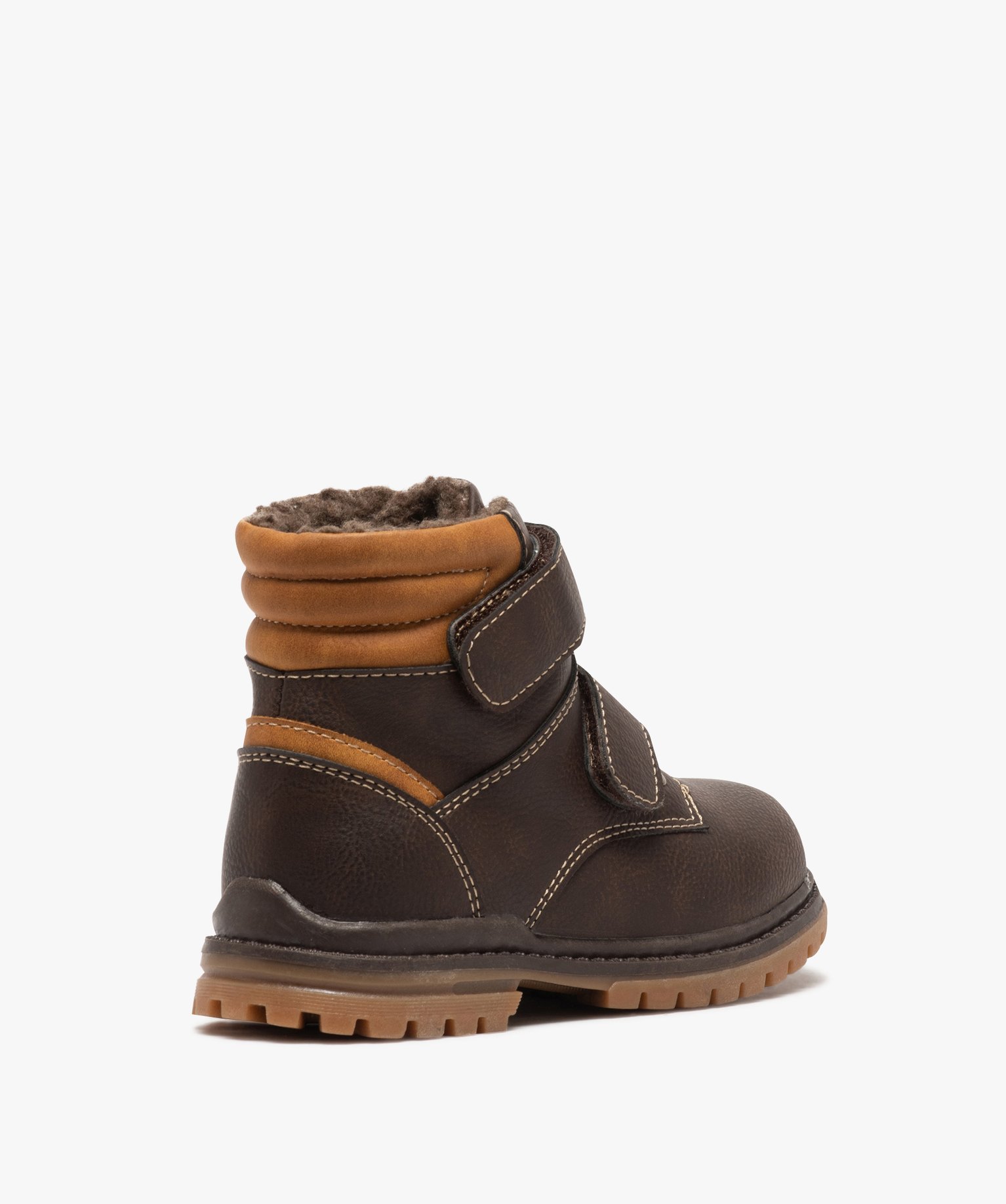 Boots Garçon unis à col rembourré et fermeture scratch | GEMO