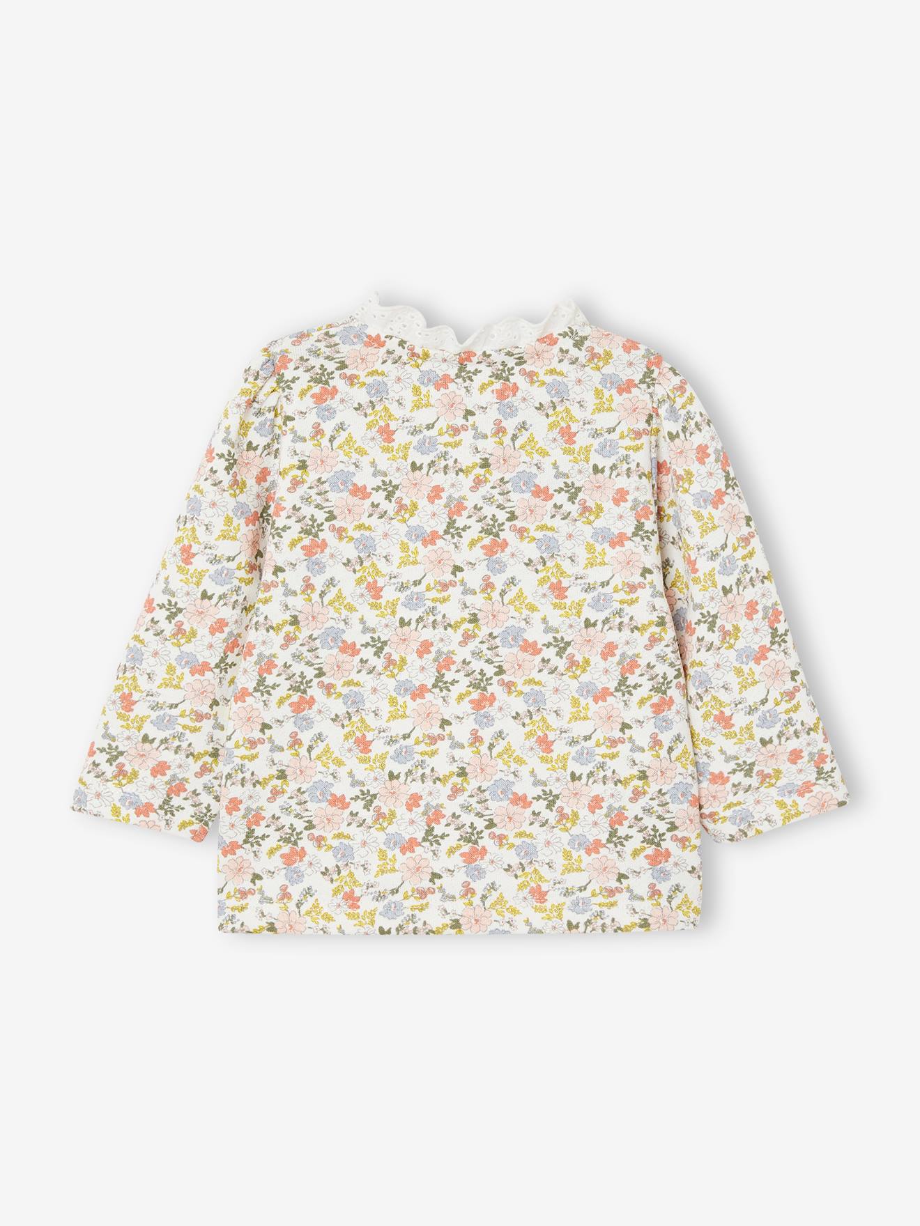 Vertbaudet Mädchen Baby Sweatshirt mit Spitzenkragen - wollweiß