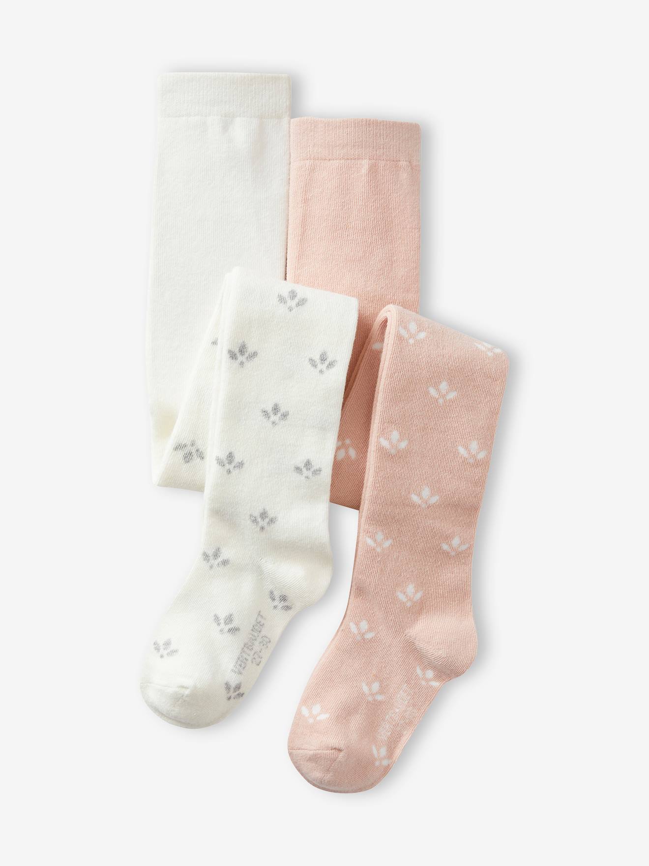 Lot de 2 paires de collants en maille fantaisie fille écru