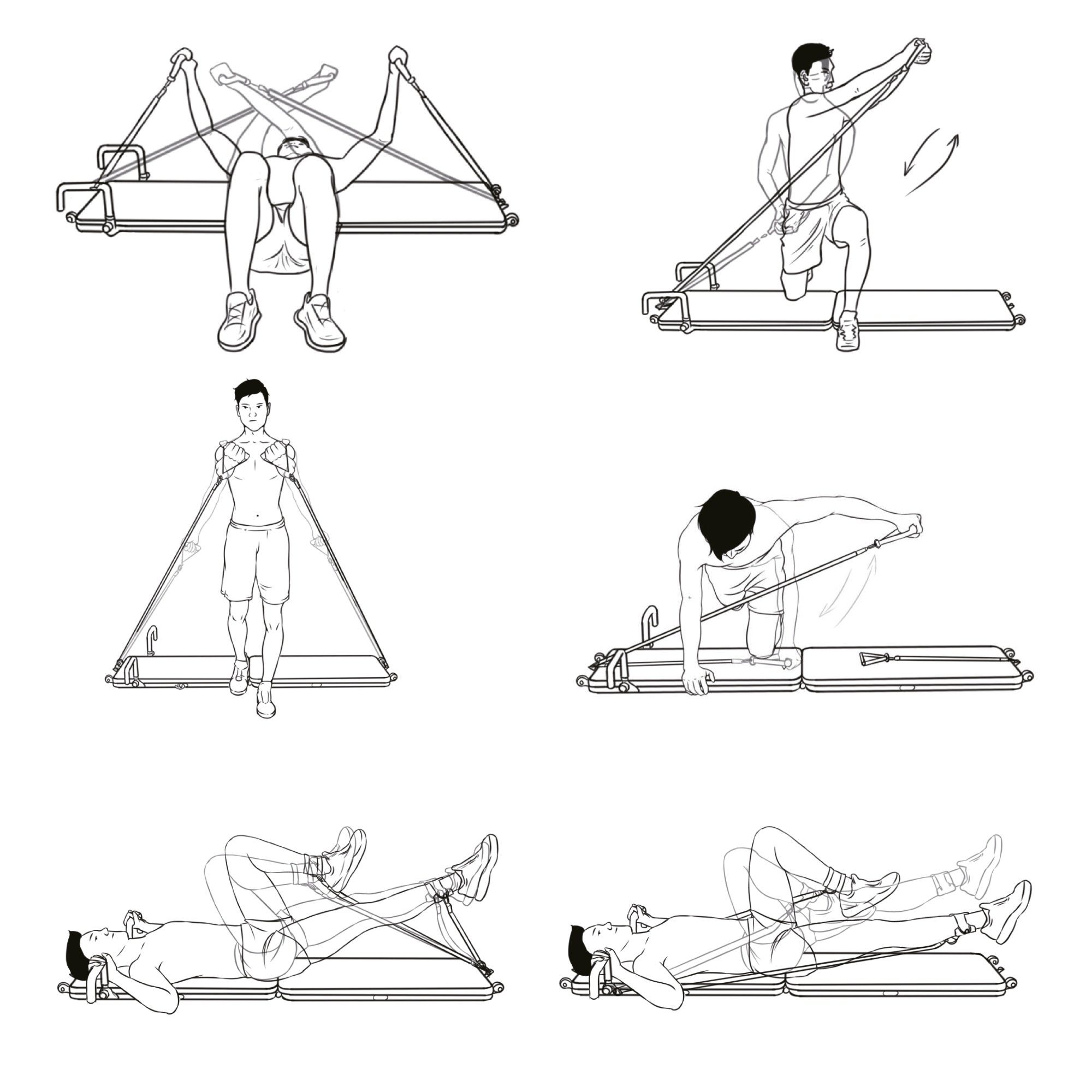 AsVIVA Multitrainer Multifunktionales 30 in 1 Fitness-Board AsVIVA FB1, 3 Widerstandsbänder mit Stärkegraden, kompaktes Design, klappbar