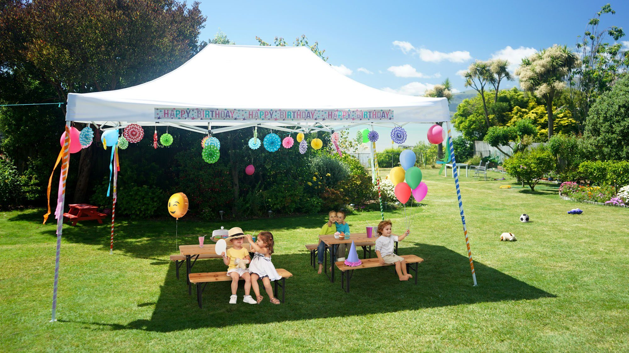 Stagecaptain Bierzeltgarnitur BBK-110 Hirschgarten Kinder-Festzeltgarnitur 110 cm, (3-tlg., 2 x Bank, 1 x Tisch), kleine Sitzgelegeneheit für Kinder, extra niedrig (Tischhöhe: 53 cm)