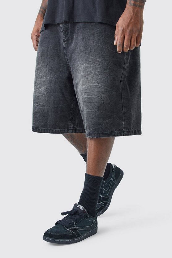 Plus Denim Jorts in Schwarz