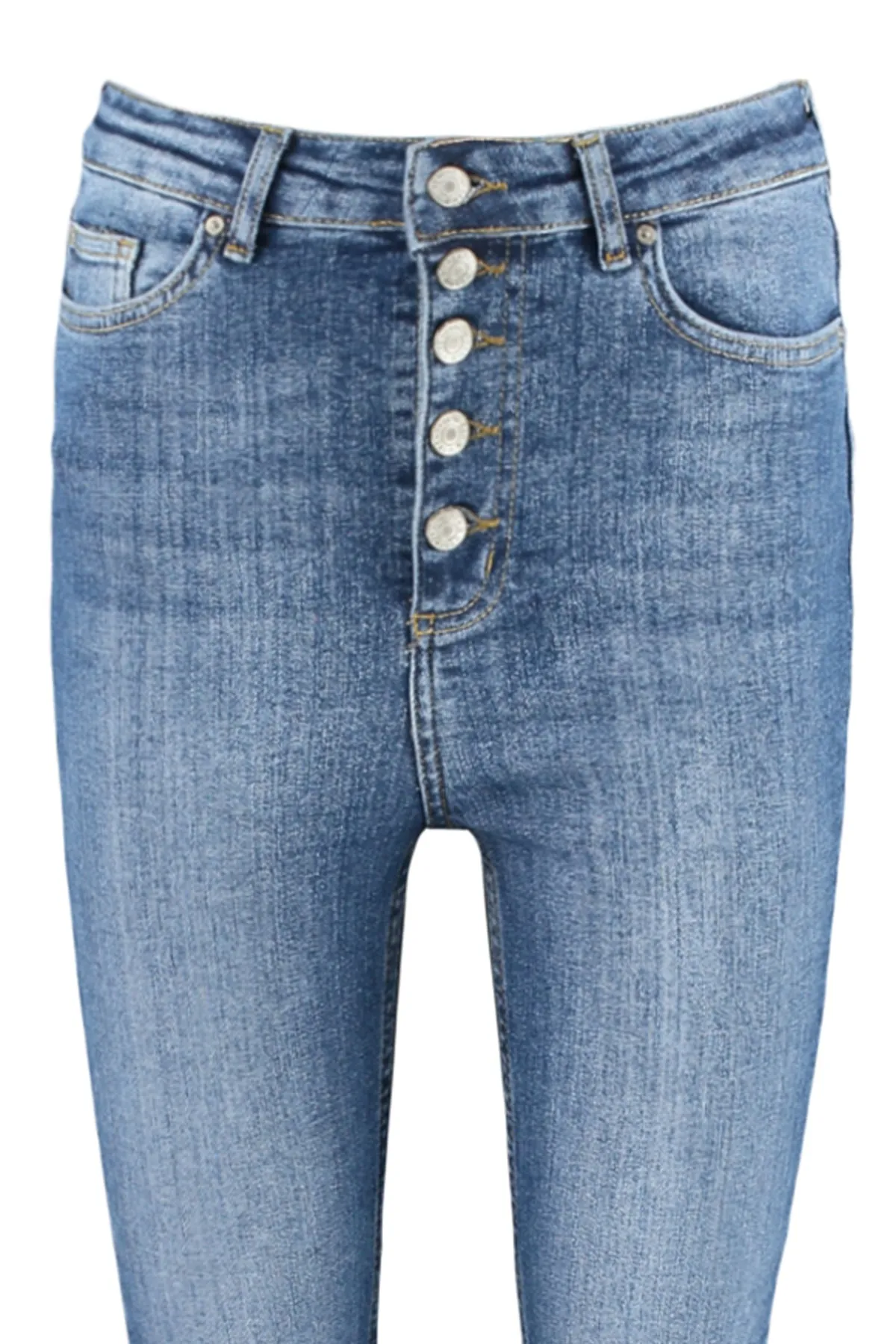 Trendyol Collection  Dunkelblaue Skinny Jeans mit Knopfleiste vorne und hoher Taille TWOSS23JE00077