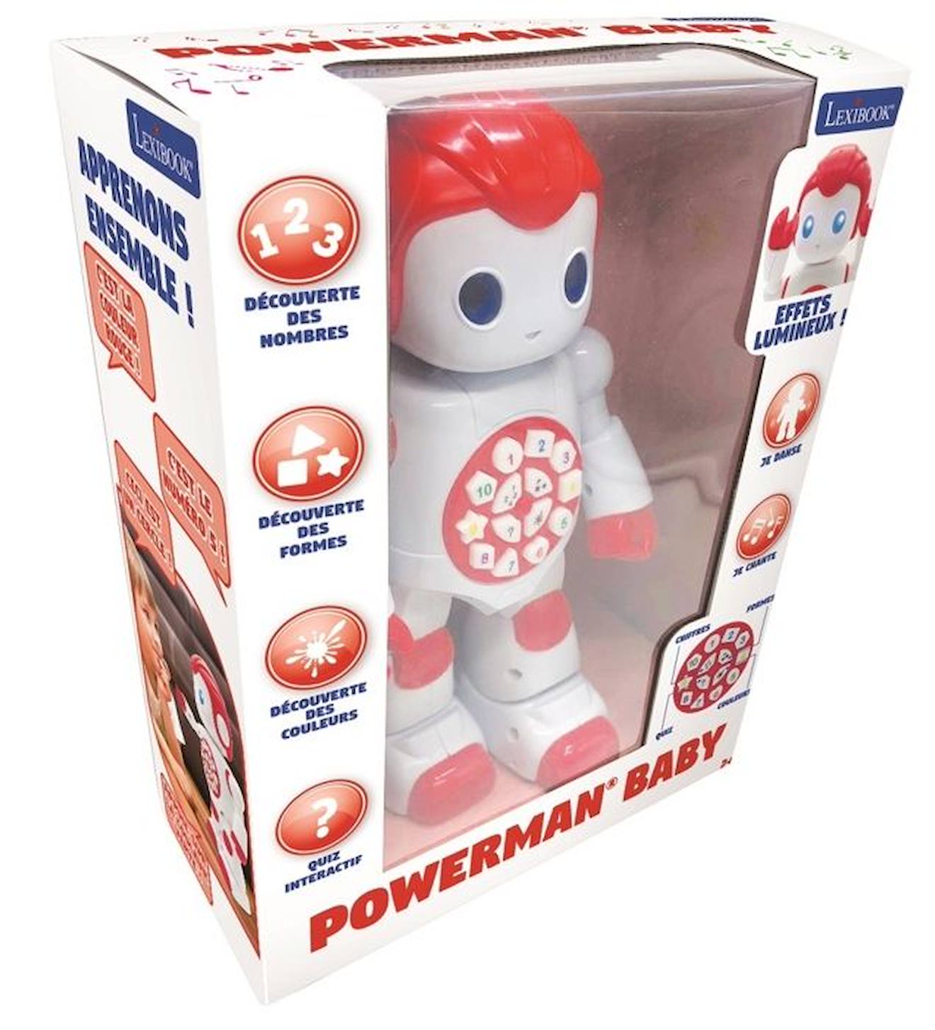 POWERMAN® FIRST Robot Parlant Interactif Jouet d'Eveil et d'Apprentissage (Français) blanc