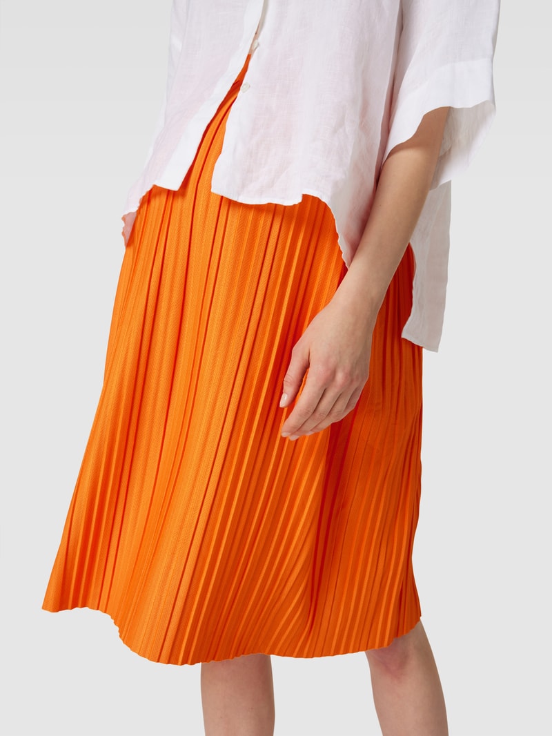 Umstands-Midirock mit Plisseefalten in orange