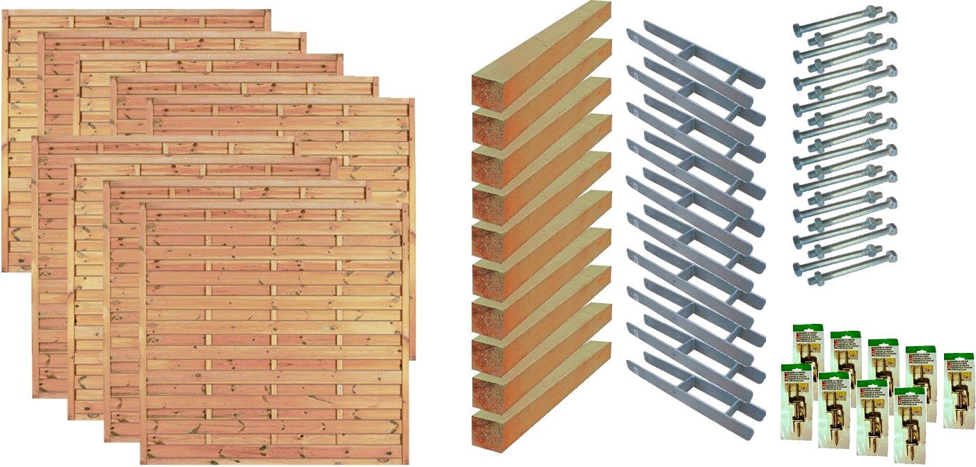 Tetzner & Jentzsch Dichtzaun Manhattan 7, (Set), 9 Elemente, LxH: 1710x180 cm