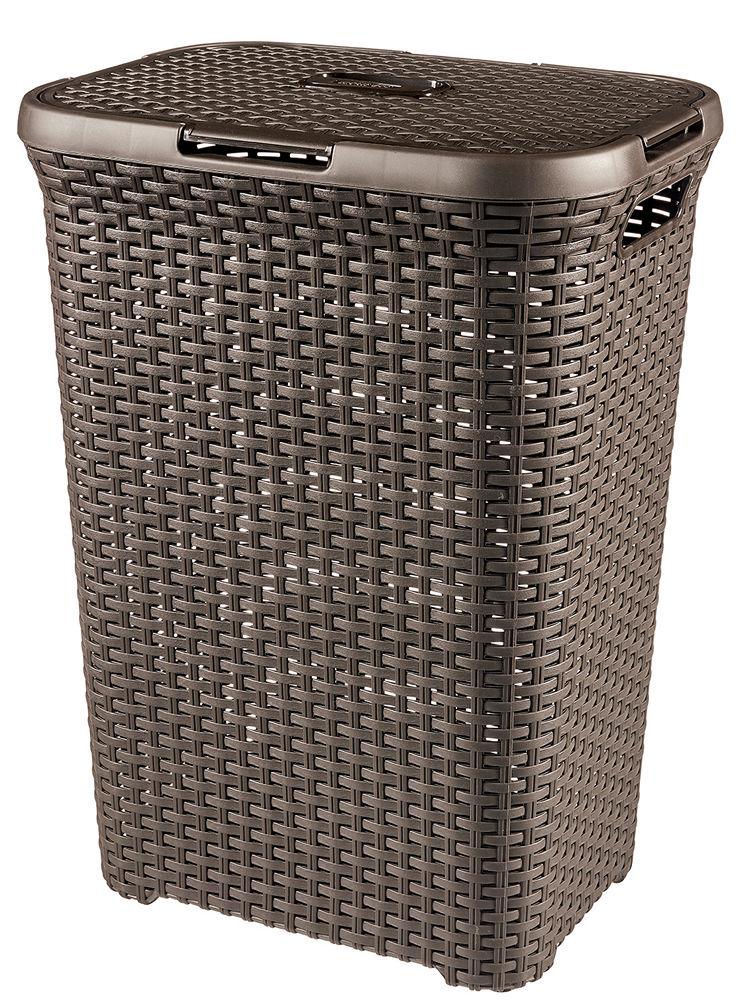 Curver 2-er Set STYLE Wäschebox 60L   Wäschekorb 45L dunkelbraun