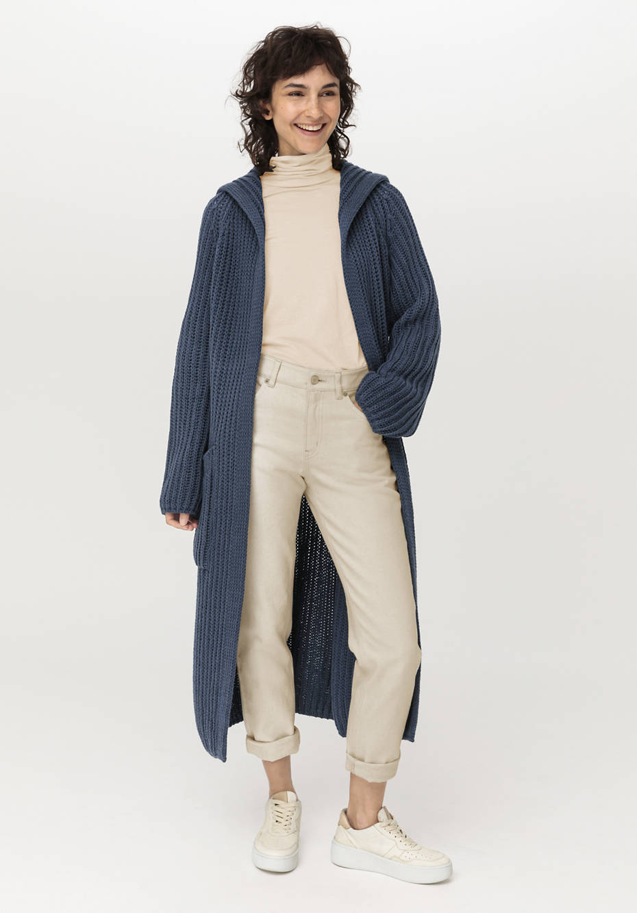 Strickmantel aus Bio-Baumwolle und Bio-Merinowolle