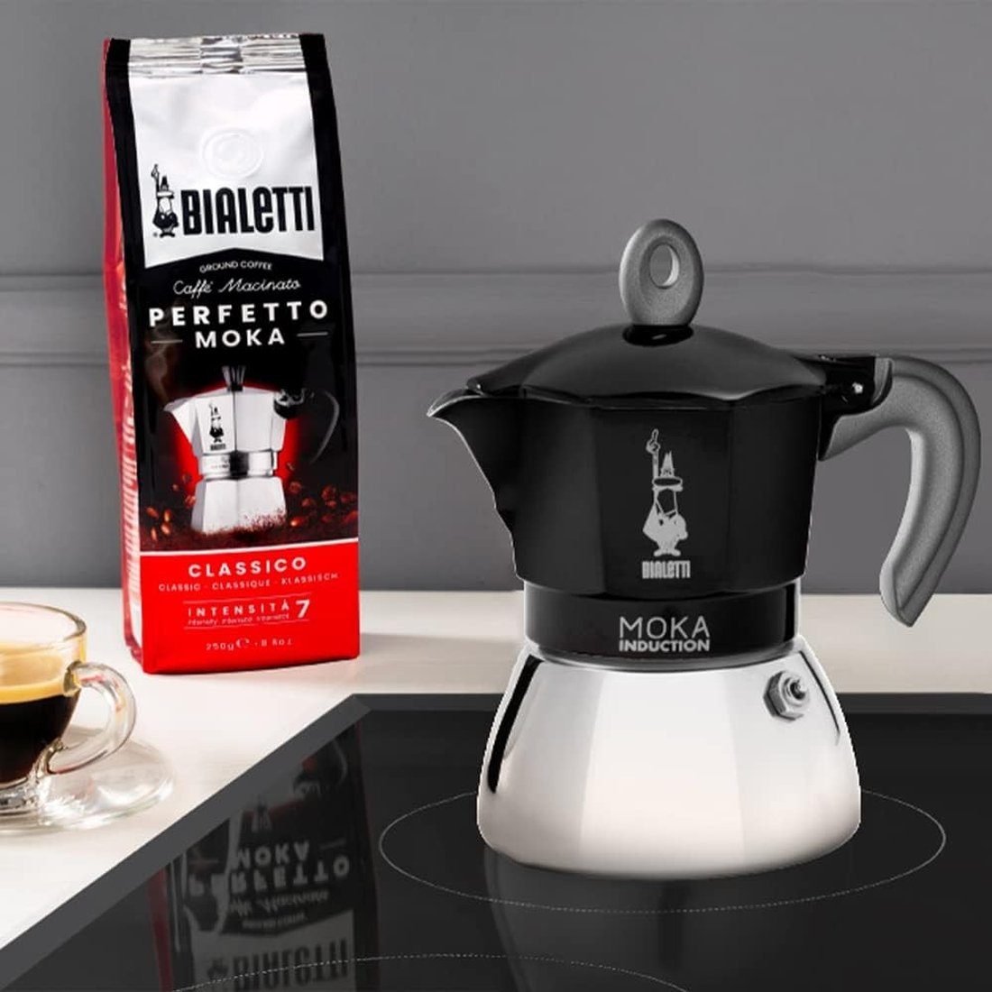 BIALETTI Espressokocher BIALETTI Mokka- Espressokocher New Moka Induktion schwarz für 2