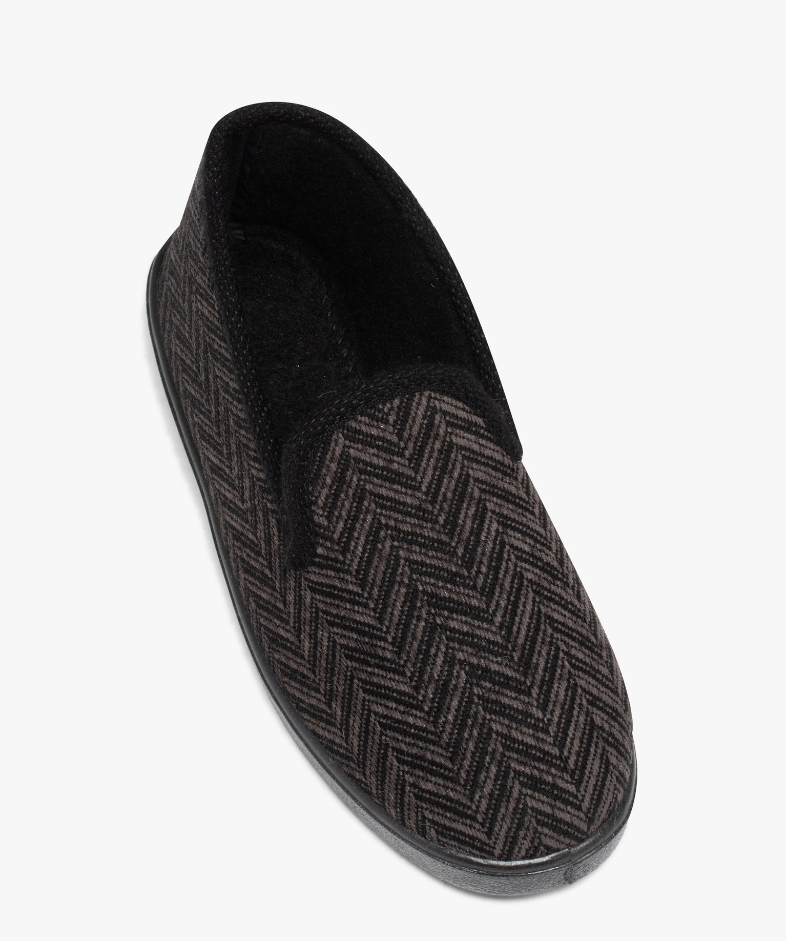 Chaussons homme pantoufles style charentaises à chevrons gris | GEMO
