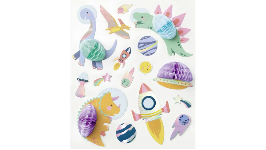 folia Wabenball-Sticker DINO-MITE 15-teilig