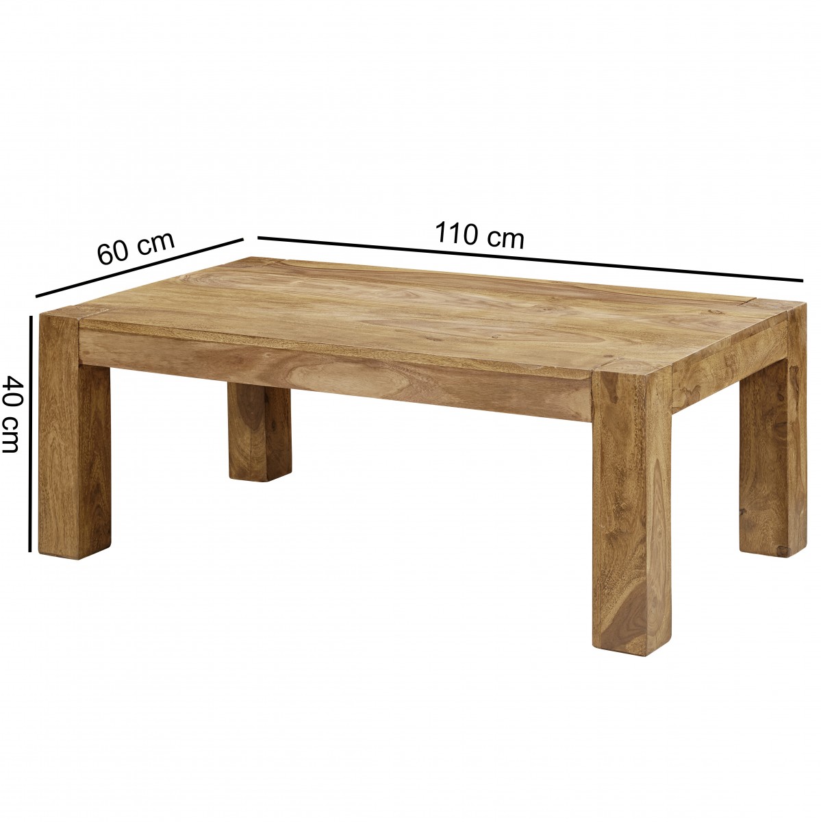 Wohnling Akazie Couchtisch Massiv 110 x 60 cm