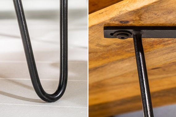 riess-ambiente Couchtisch SCORPION 100cm natur / schwarz, Wohnzimmer · Massivholz · Metall · eckig · Fach · Hairpin Legs · Retro