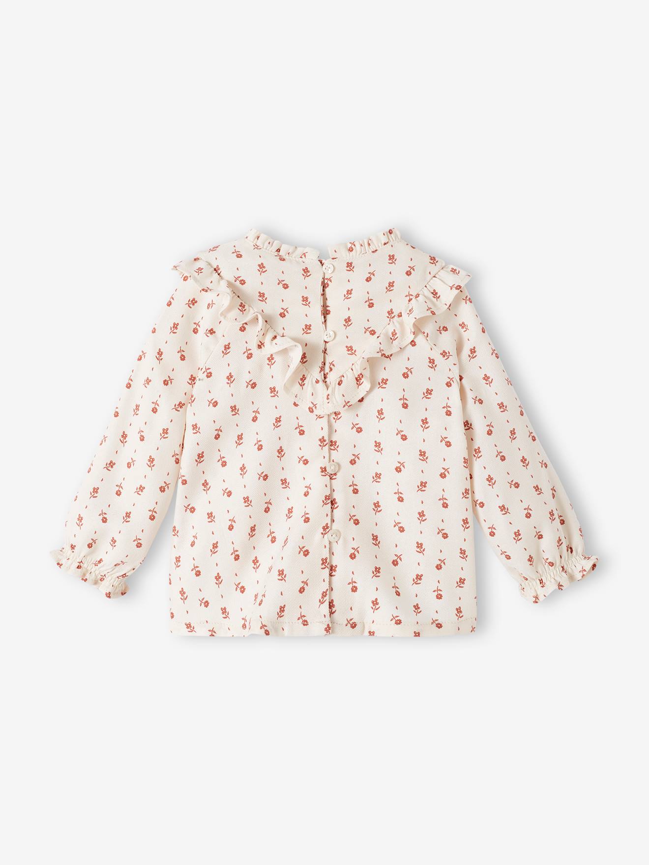 Blouse fluide bébé fleurie écru