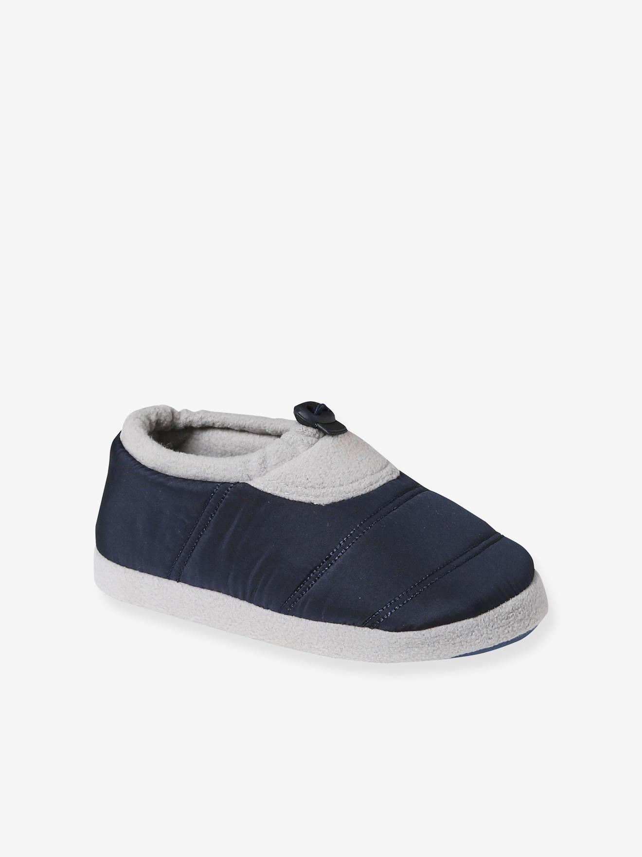 Chaussons réglables enfant textile matelassé bleu