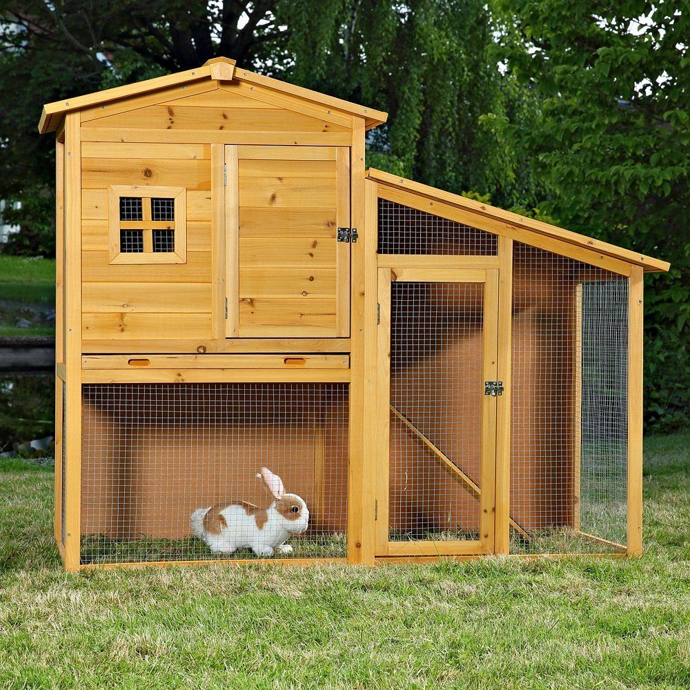 Melko Kleintierstall Kleintierstall Hasenstall Hasenkäfig Holz Braun Kaninchenstall Hasen Kaninchen Stall XXL Kaninchenkäfig Freigehege Freilauf Gehege Käfig