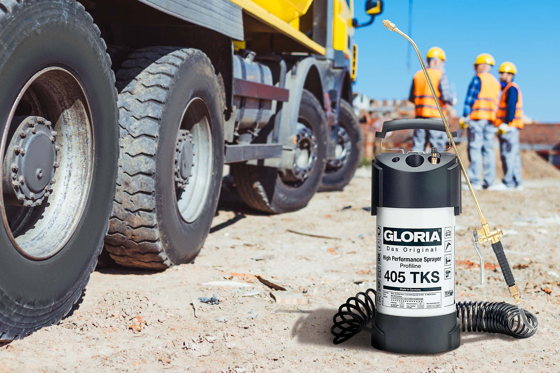 Gloria 000407.0000 405 TKS Profiline Nyomásos permetező 5l kompresszorcsatlakozással, 5 méteres spiráltömlővel