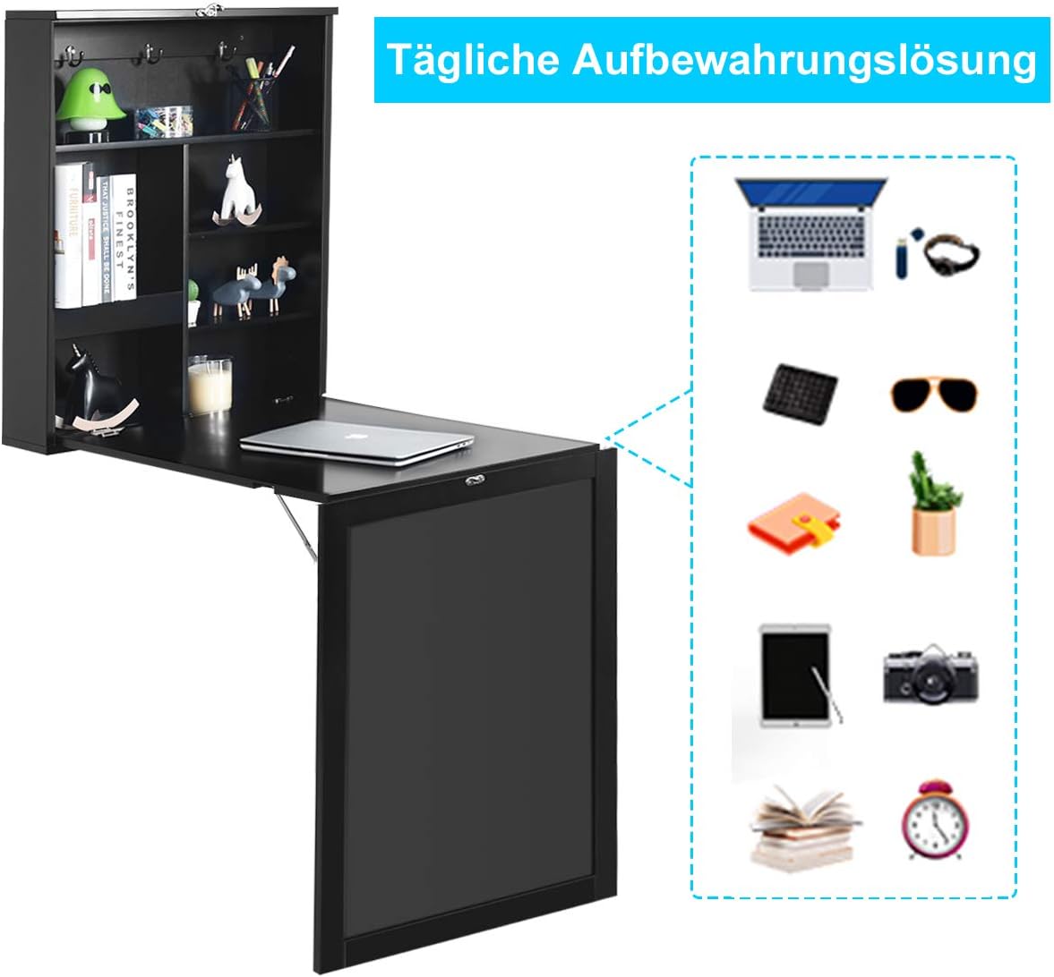 Costway COSTWAY Wandtisch klappbar, Wandklapptisch