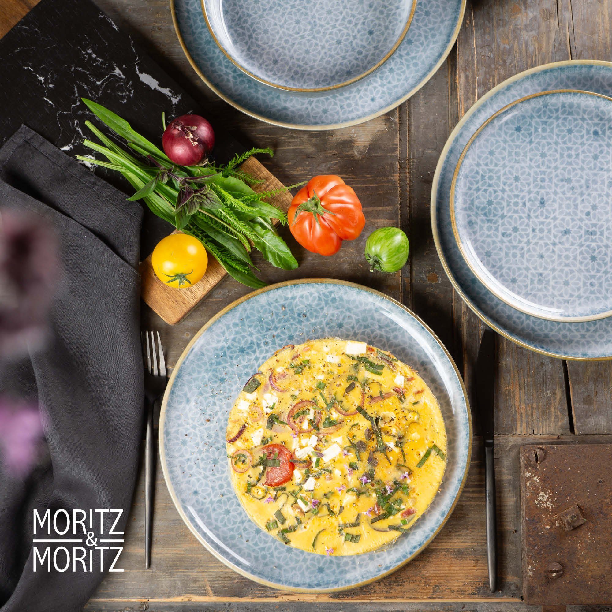 Moritz & Moritz Tafelservice TERRA Geschirrset Blau (18-tlg), 6 Personen, Kombigeschirr für 6 Personen