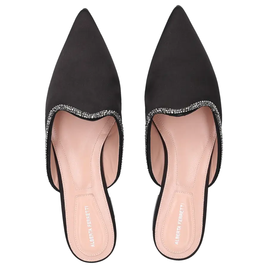 Alberta Ferretti - Slipper A1103 Satin - schwarz