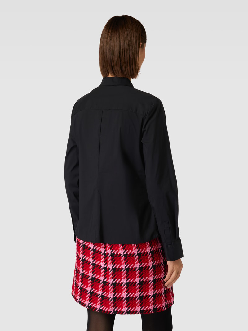 Hemdbluse mit verdeckter Knopfleiste in schwarz