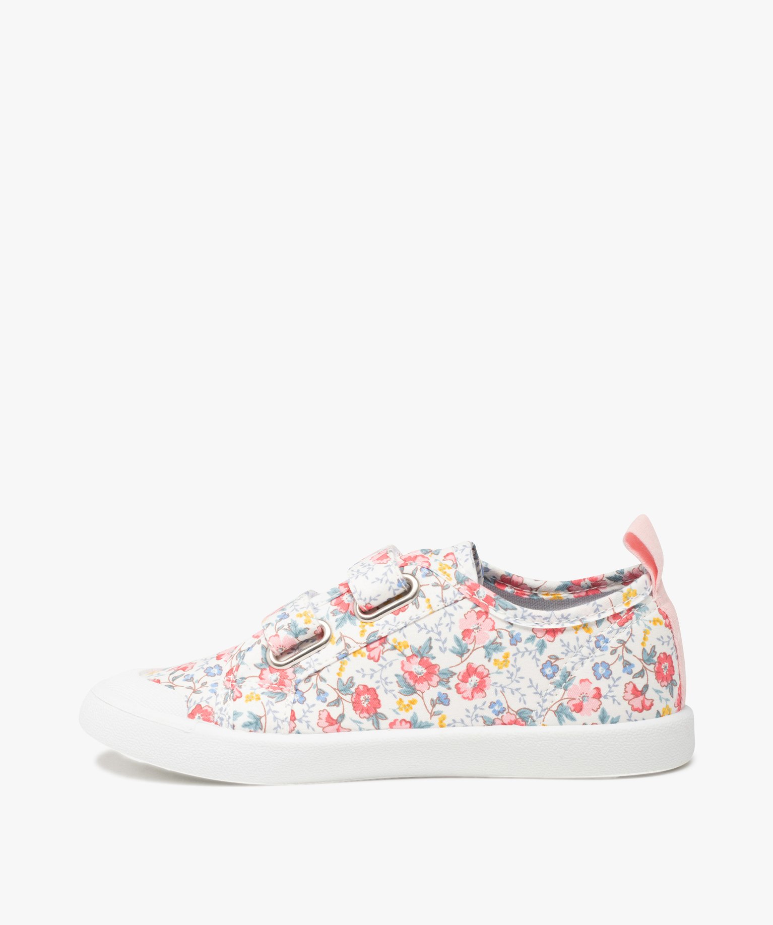 Baskets fille en toile imprimée fleurs fermeture scratch vert | GEMO