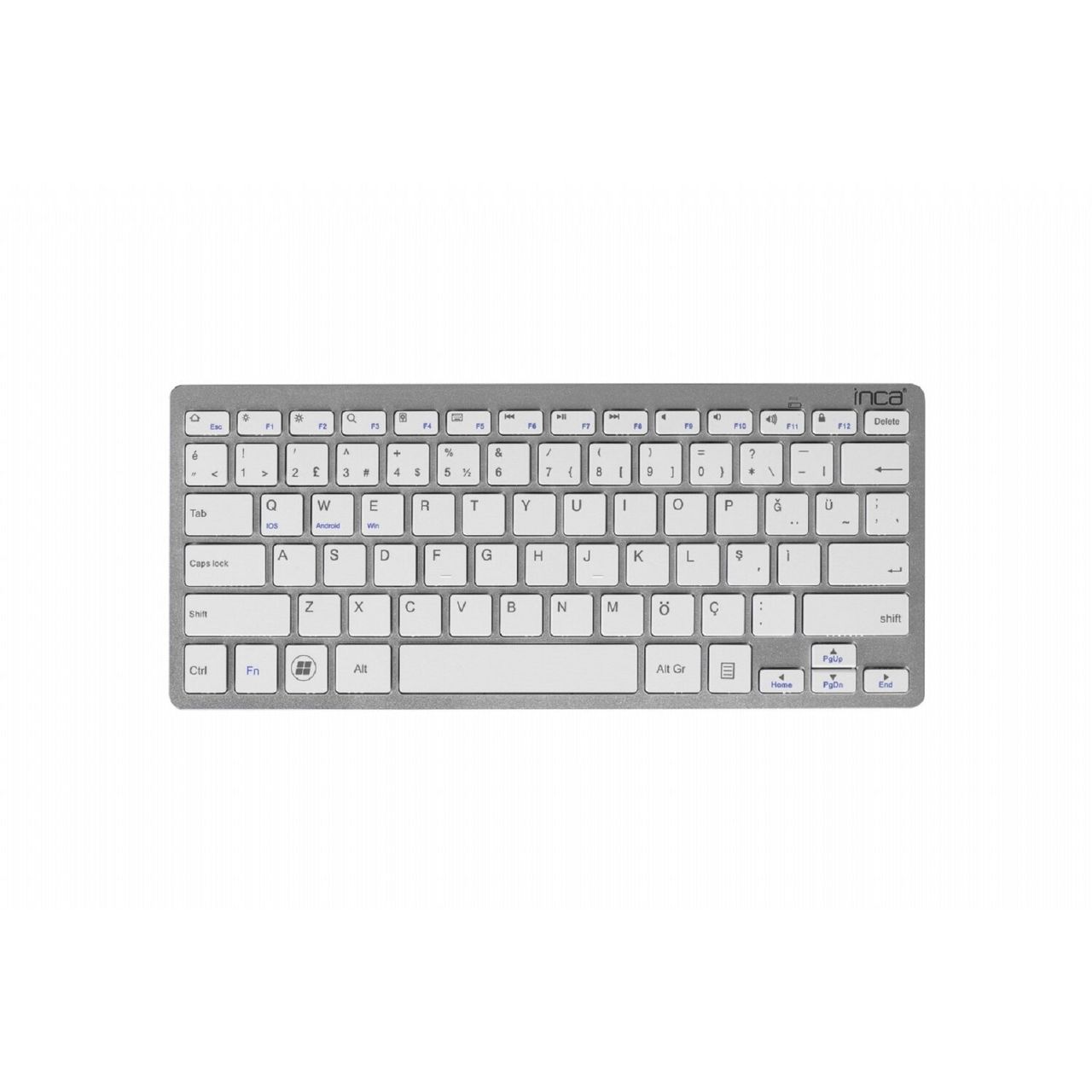 Inca Wireless/kabellose Tastatur IBK-569BT Ultradünn, 10 M Reichweite Silber