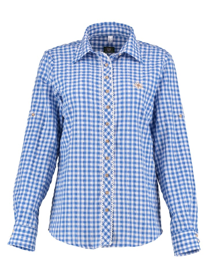 OS-Trachten Trachtenbluse Seruvo in mittelblau günstig kaufen