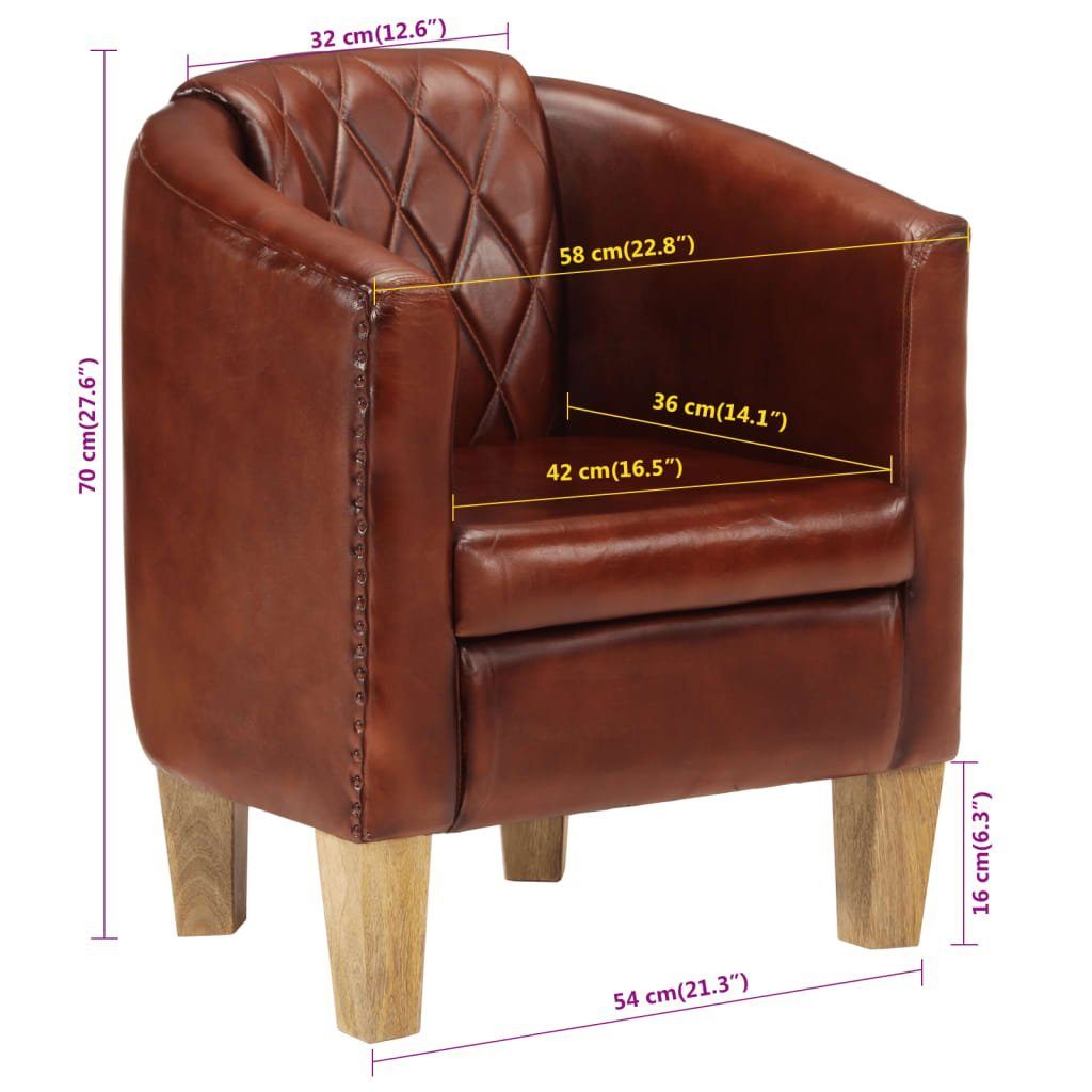 vidaXL Sessel Clubsessel Braun Echtleder (1-St)