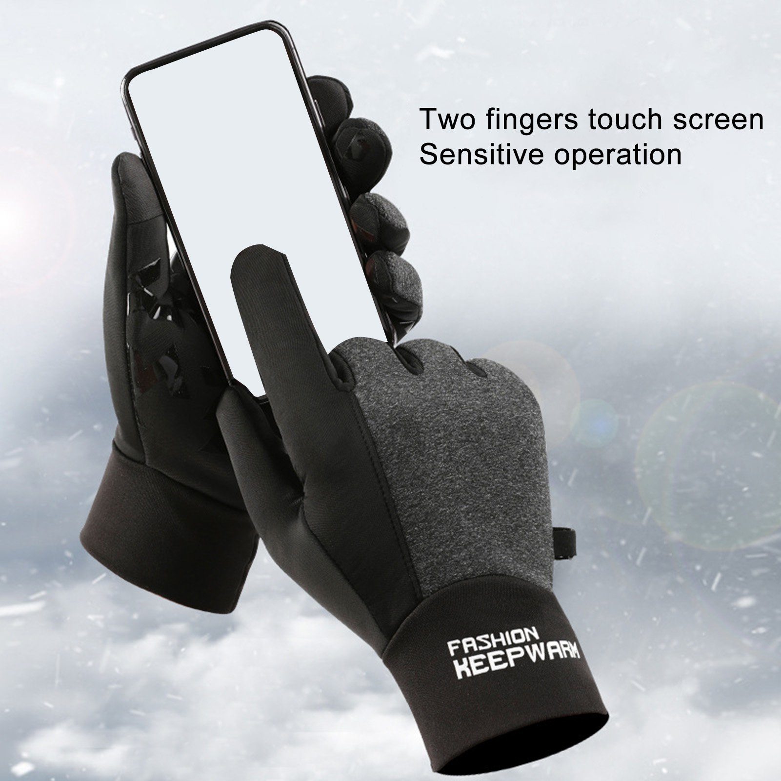 Rutaqian Fahrradhandschuhe Touchscreen Handschuhe, Sport Elastisch Gloves für Herren Damen Touchscreen, Warmhalten, Anti-Verlust