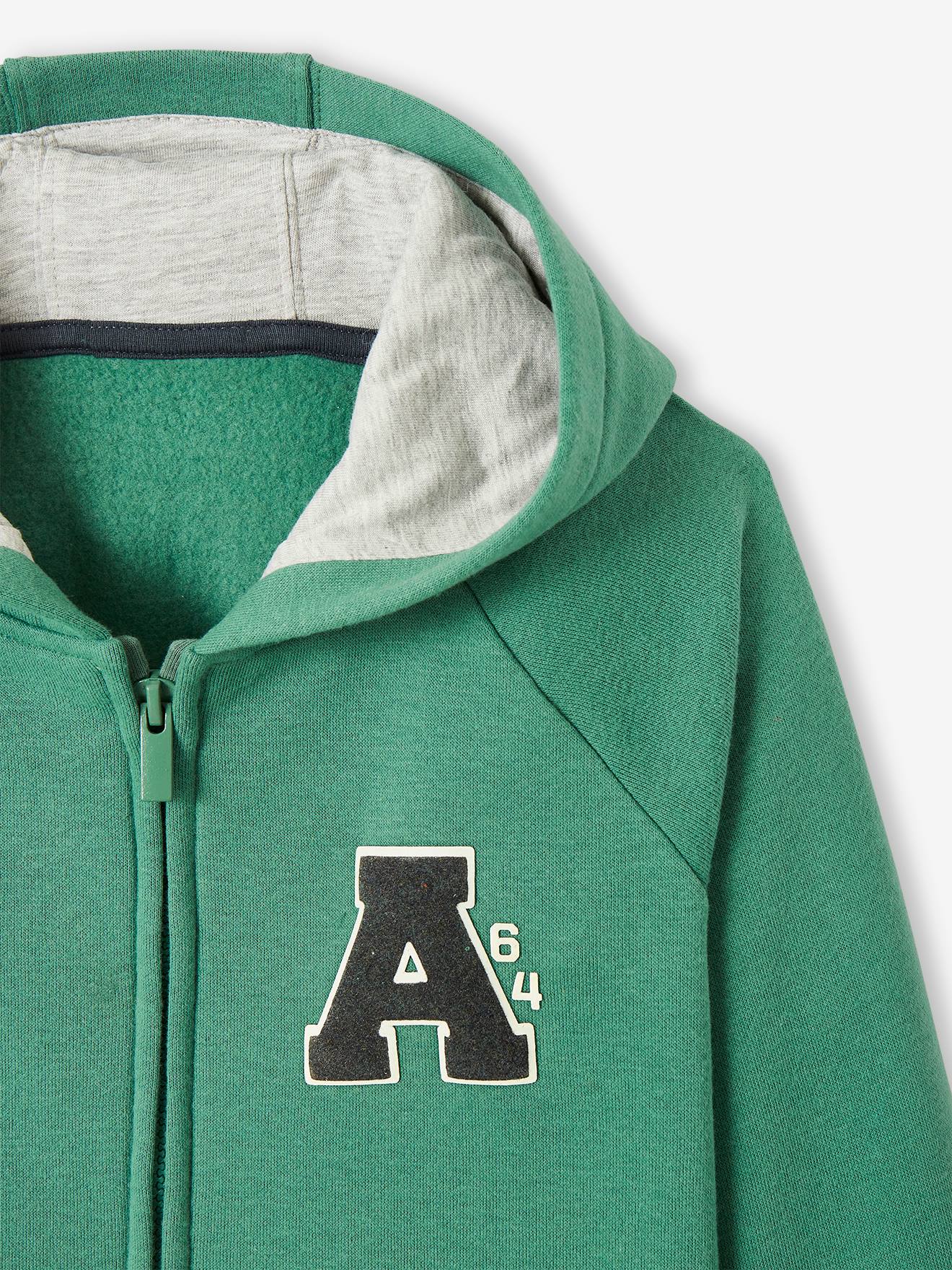 Vertbaudet Jungen Kapuzensweatjacke, College-Style - grün