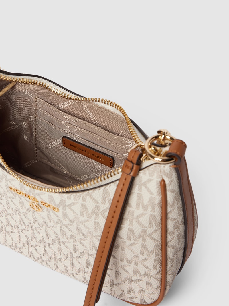 Handtasche mit Label-Detail in metallic Modell 'JET SET CHARM' in ecru