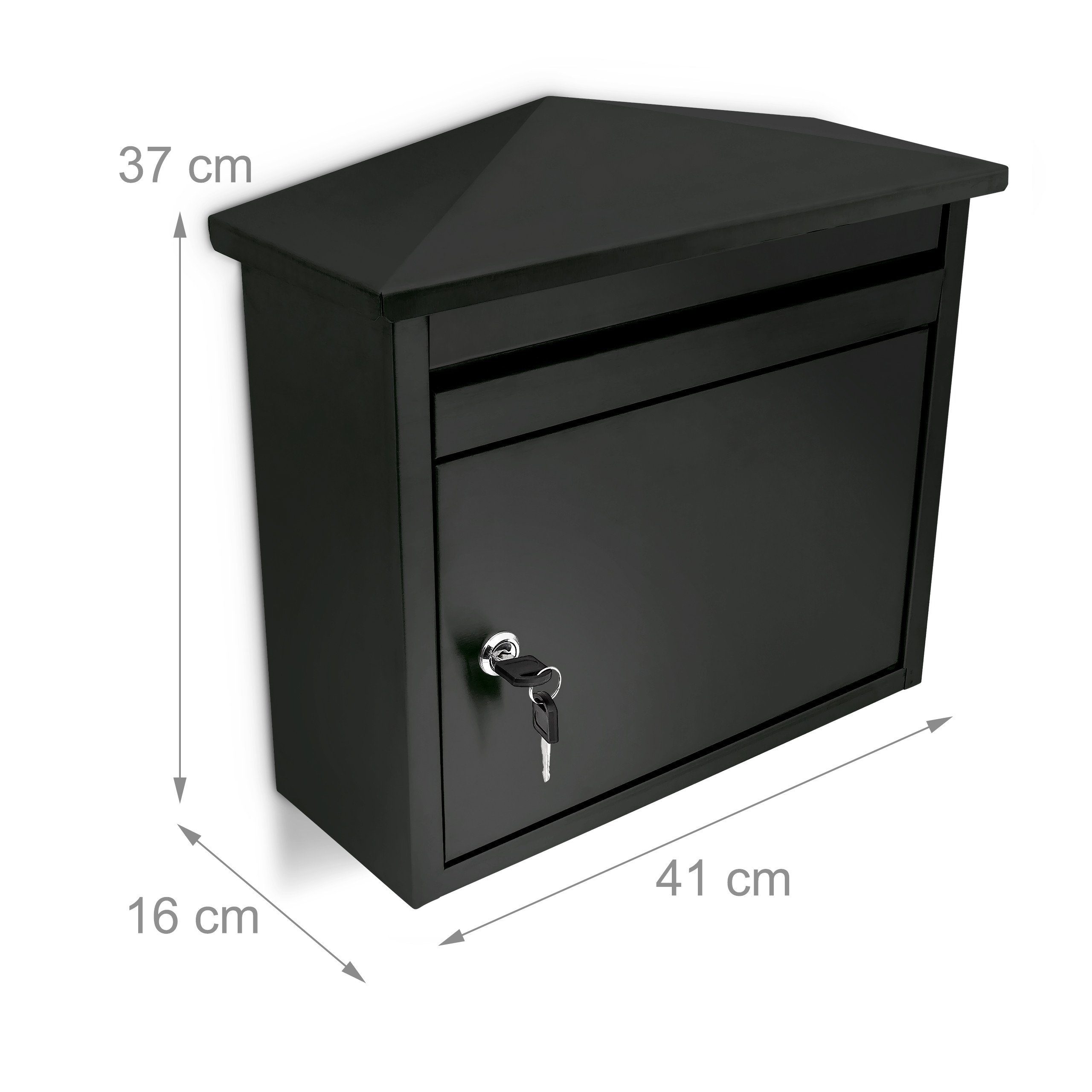 relaxdays Briefkasten Briefkasten Eisen schwarz