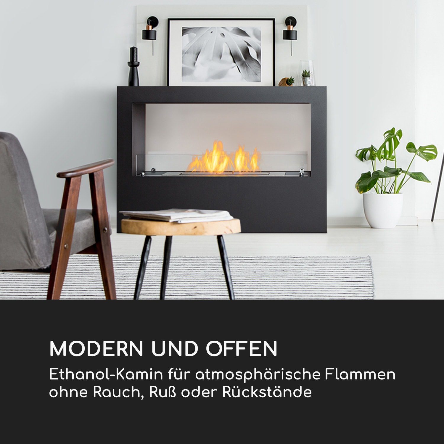 Blumfedt Echtfeuer-Dekokamin Fiamme Scoppi Ethanol-Kamin