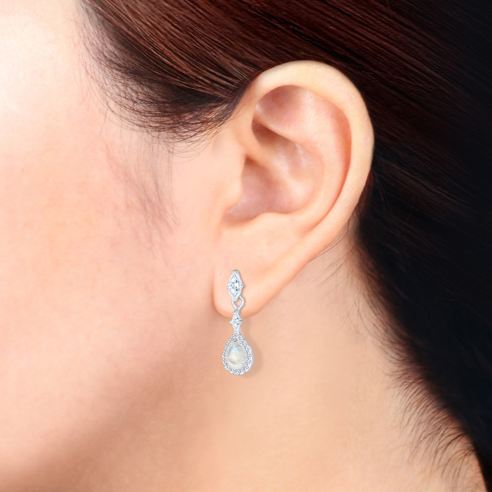 Elli PREMIUM Elli PREMIUM Ensemble de Bijoux Kreis Geo Marquise Zirkonia Mondstein 925 Silber Bijoux