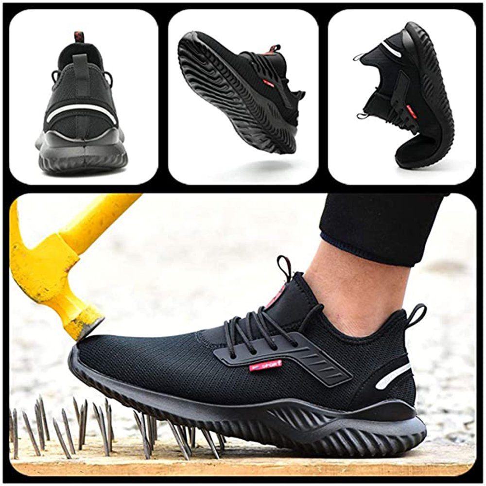 TOPMELON Schutzschuhe Sneaker Stahlkappe Leicht Atmungsaktiv Arbeitsschuh